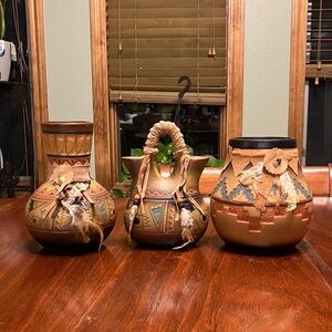 Southwestern Style Ceramic Vase Set